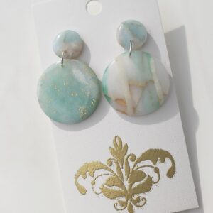 Orecchini rotondi in fimo e foglia d'oro